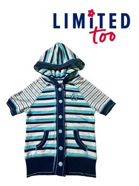 LIMITED TOO Stripe Hooded Short Sleeve Snap Cardigan Y2K Whimsical Sporty Girl 6